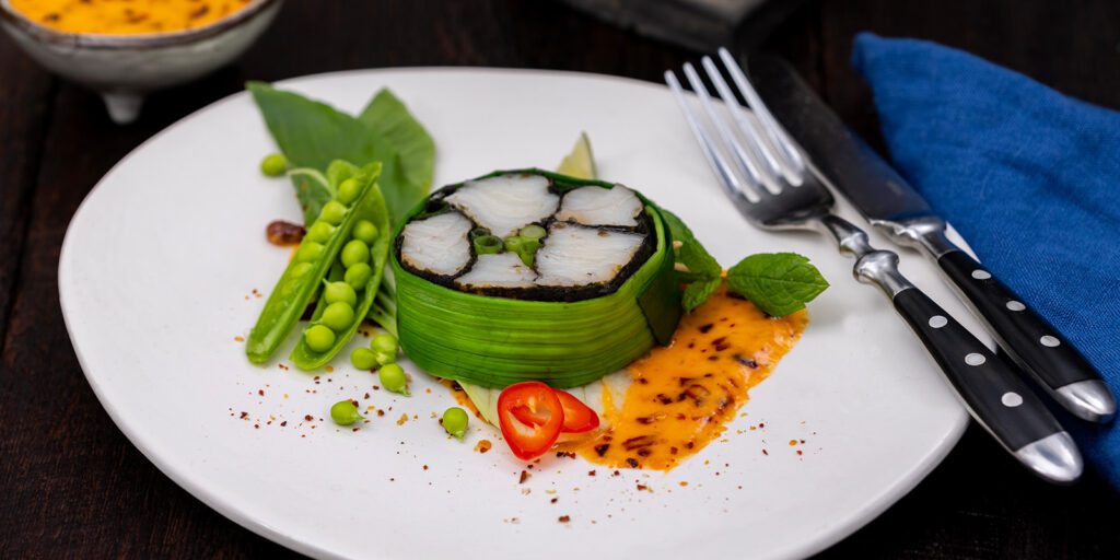 Ångad torsk med nori och Chili-koriander Hollandaise
